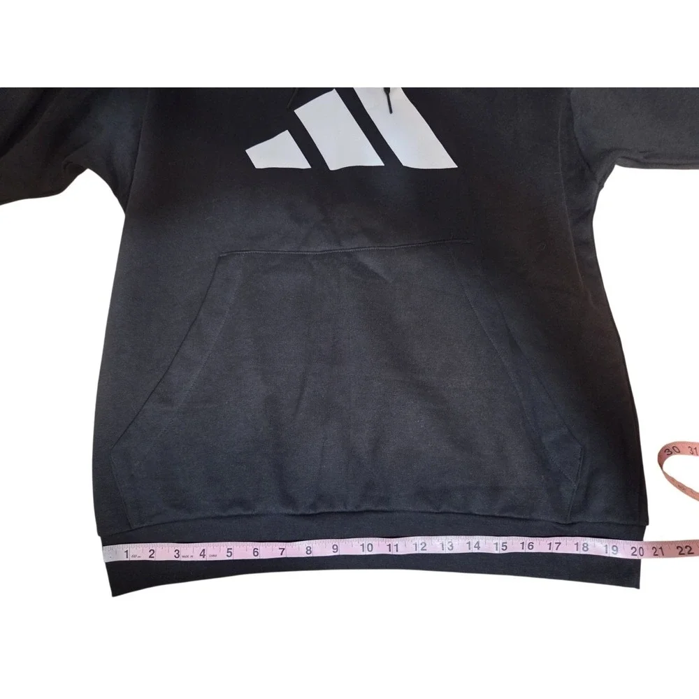 Adidas Black Hoodie Pullover Sweatshirt Kangaroo Pocket Men's L NWT
